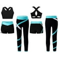 thumbnail image 1 of YONGHS Gymnastic Yoga Dance Outfit Tracksuit Cutout Back Crop Top with Shorts Pants 3 Pcs Set Blue Green 6, 1 of 5