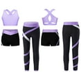 thumbnail image 1 of YONGHS Gymnastic Yoga Dance Outfit Tracksuit Cutout Back Crop Top with Shorts Pants 3 Pcs Set Lavender 8, 1 of 5