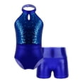 thumbnail image 1 of YONGHS Gymnastics Leotards for Girls Activewear Dance Ballet Biketards with Shorts Tumbling Unitards Royal Blue 12, 1 of 8