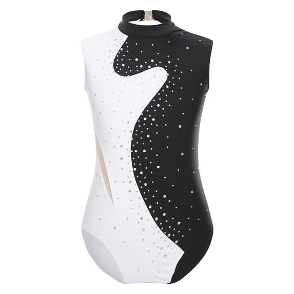 YONGHS Gymnastics Leotards for Girls Ballet Dance Unitards Biketards Figure Skating Jumpsuit Black 10