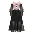 thumbnail image 1 of YONGHS Halloween Gothic Dress for Girls Lolita Princess Lace Up Cold Shoulder Dress Medieval Cosplay Costume Orange Pink 10, 1 of 7
