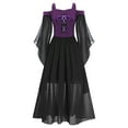 thumbnail image 1 of YONGHS Halloween Gothic Dress for Girls Lolita Princess Lace Up Cold Shoulder Dress Medieval Cosplay Costume Purple 10, 1 of 7