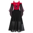 thumbnail image 1 of YONGHS Halloween Gothic Dress for Girls Lolita Princess Lace Up Cold Shoulder Dress Medieval Cosplay Costume Red 10, 1 of 7