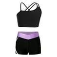 thumbnail image 1 of YONGHS Kids 2 Piece Dance Outfit Criss Cross Back Tank Top with Shorts Gymnastic Tracksuit Lavender 10, 1 of 5