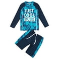 thumbnail image 1 of YONGHS Kids Boys 2 Piece Long Sleeve Swimsuit UPF 50+ Sun Protection Bathing Suit Swimwear Navy Blue 10-12, 1 of 7