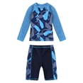 thumbnail image 1 of YONGHS Kids Boys 2 Piece Long Sleeve Swimsuit UPF 50+ Sun Protection Bathing Suit Swimwear Navy Blue Shark 5-6, 1 of 7