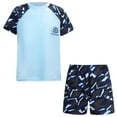 thumbnail image 1 of YONGHS Kids Boys 2 Piece Rash Guard Swimsuit Short Sleeve Swimwear UPF 50+ Bathing Suit Sky Blue 13-14, 1 of 7