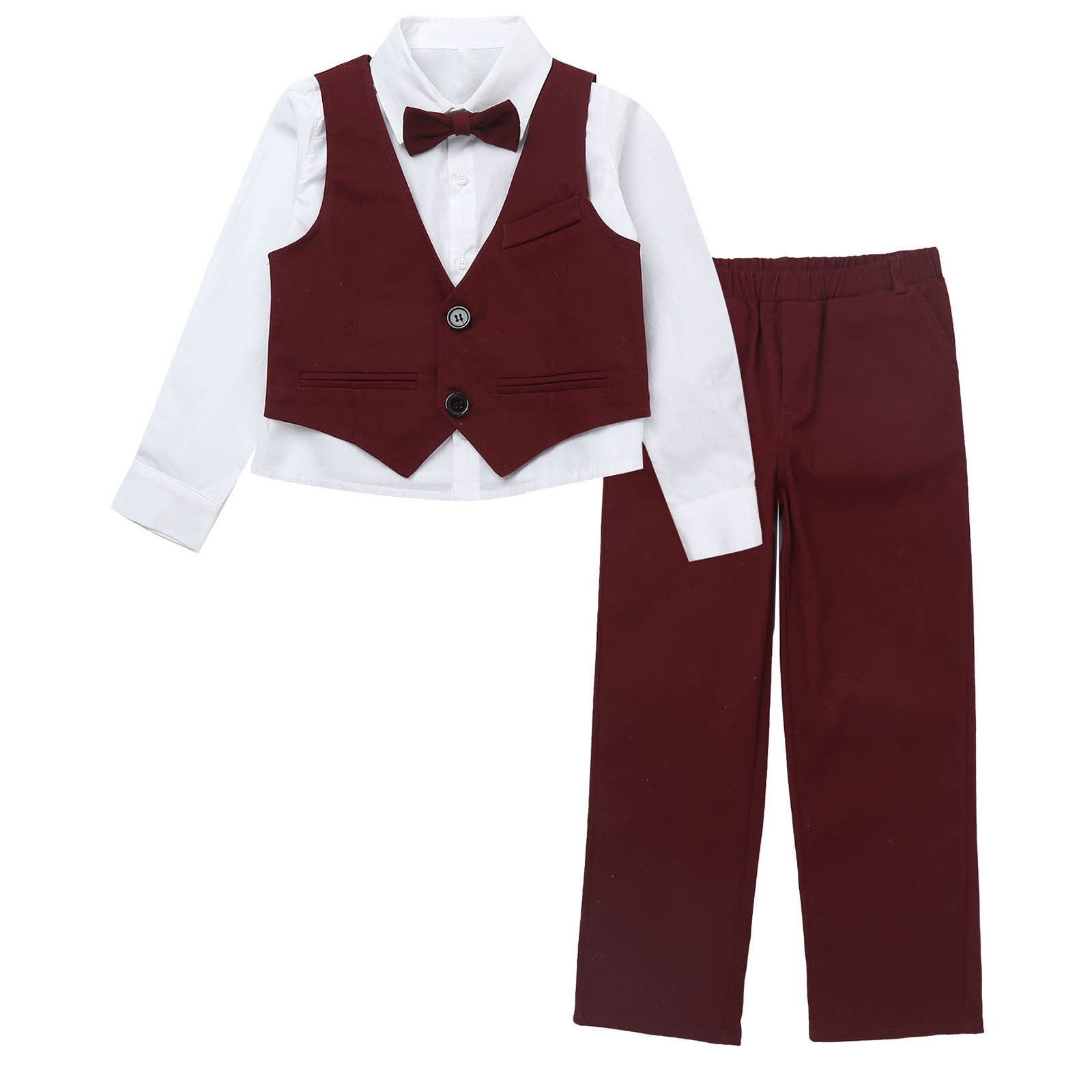 YONGHS Kids Boys 4Piece Suits Wedding Birthday Outfit Bow Tie Dress