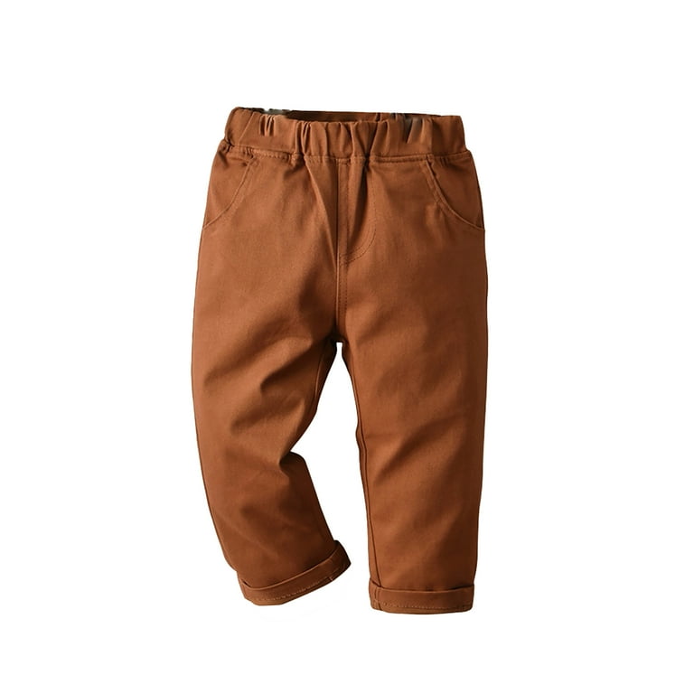 YONGHS Kids Boys Casual Long Pants Solid Color Pull On Stretch