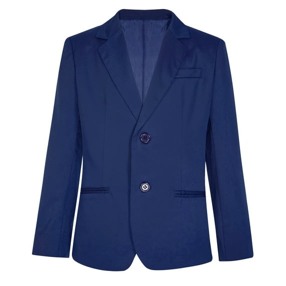 YONGHS Kids Boys Gentleman Blazer Lapel Long Sleeve Jacket Banquet Wedding Suit Outerwear Navy Blue 8