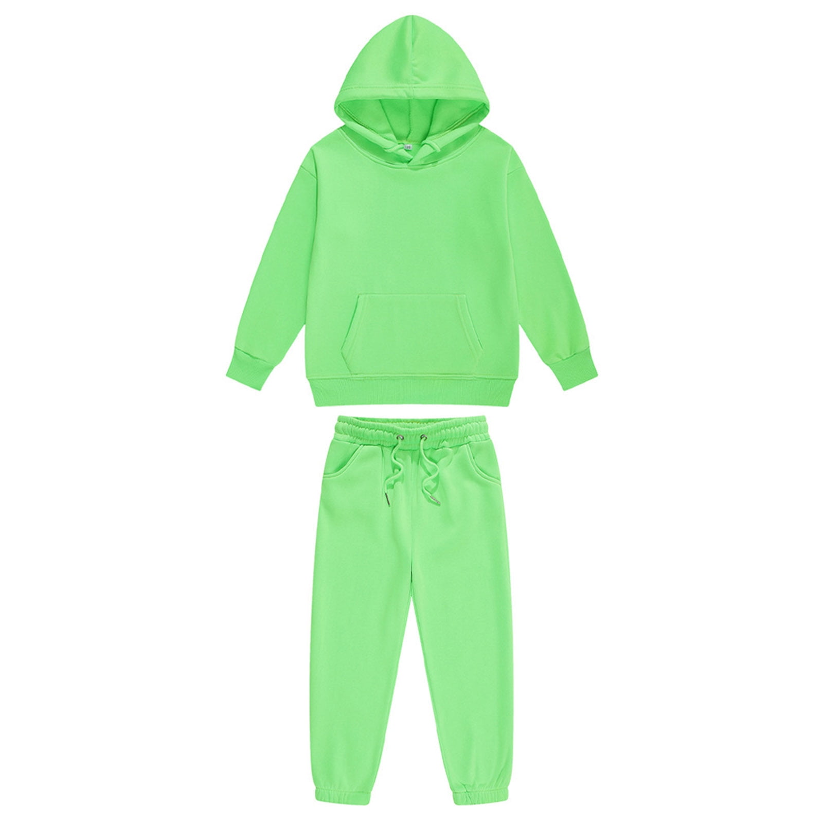 YONGHS Kids Boys Girls 2 Piece Tracksuit Sweatsuit Pullover Drawstring  Hoodie and Sweatpants Set Hot Pink 2-3 