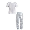 thumbnail image 1 of YONGHS Kids Boys Girls Hip Hop Jazz Modern Dance Outfit Shiny Metallic Shirt Tops and Pants Set Silver 9-10, 1 of 5