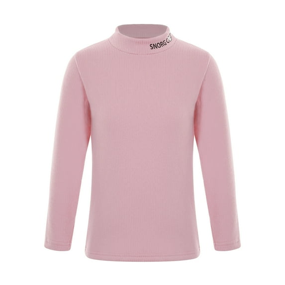 YONGHS Kids Boys Girls Long Sleeve Thermal Underwear Top Mock Neck Warm Base T-Shirt Undershirt Pink 10-11
