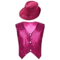 thumbnail image 1 of YONGHS Kids Boys Girls Sequin Vest Top Waistcoat and Hat Set Jazz Hip Hop Dance Performance Costume Rose 5-6, 1 of 7