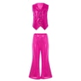 thumbnail image 1 of YONGHS Kids Boys Girls Shiny Button Waistcoat Vest with Flared Pants Hip Hop Jazz Dance Performance Costume Hot Pink 5-6, 1 of 5