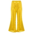 thumbnail image 1 of YONGHS Kids Boys Girls Shiny Sequins Jazz Hip Hop Dance Flare Pants Bell Bottoms Trousers Gold 3-4, 1 of 7