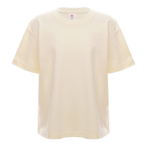 YONGHS Kids Boys Girls Short Sleeve Casual T-Shirts Cotton Tops Lightweight Sports Tees Beige 9-10