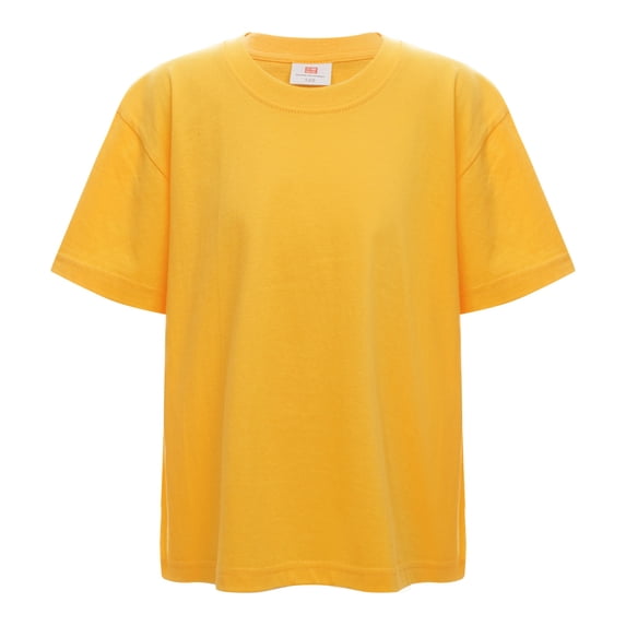 YONGHS Kids Boys Girls Short Sleeve Casual T-Shirts Cotton Tops Lightweight Sports Tees Yellow 13-14