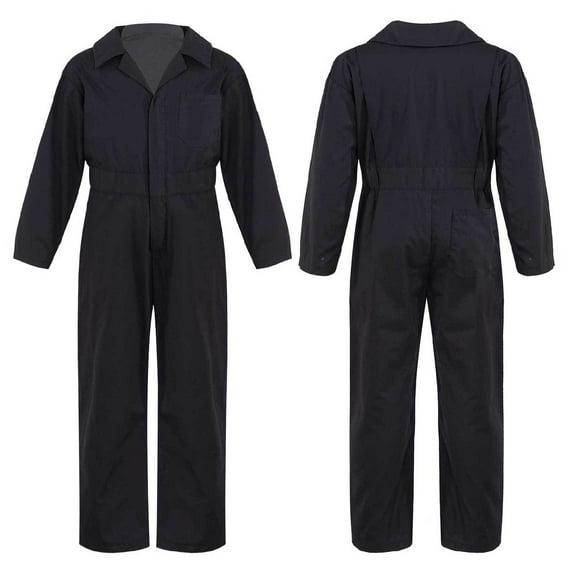 YONGHS Kids Boys Long Sleeve Coverall Overalls Bodysuit Hip-Hop Jumpsuit 6-16 Black 14
