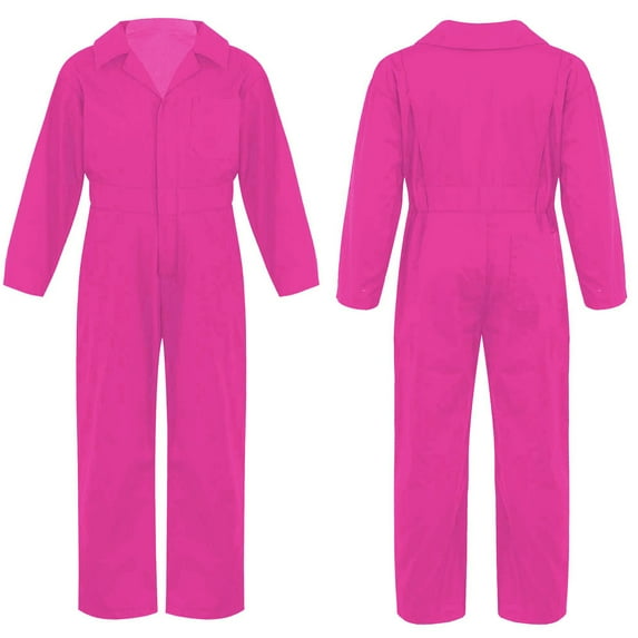 YONGHS Kids Boys Long Sleeve Coverall Overalls Bodysuit Hip-Hop Jumpsuit 6-16 Hot Pink 10