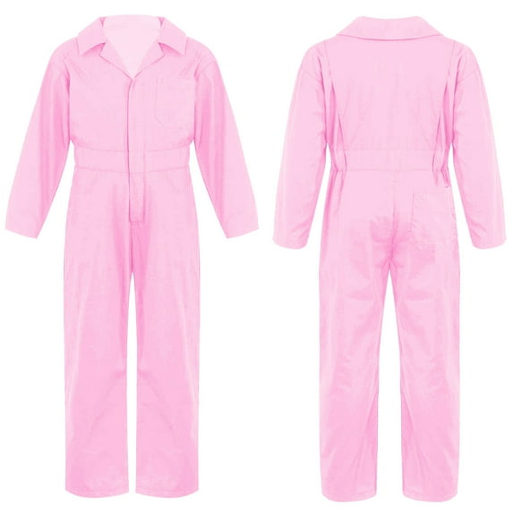 YONGHS Kids Boys Long Sleeve Coverall Overalls Bodysuit Hip-Hop Jumpsuit 6-16 Pink 8