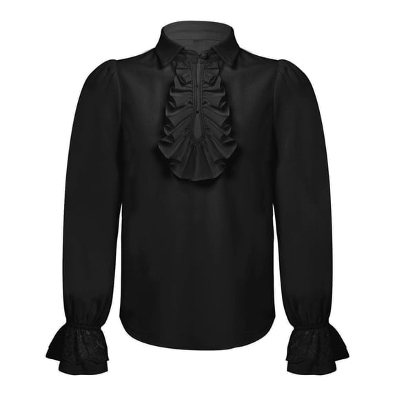 YONGHS Kids Boys Renaissance Medieval Ruffle Lace Shirt Tops Long Sleeve Blouse