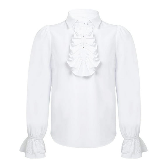 YONGHS Kids Boys Renaissance Medieval Ruffle Lace Shirt Tops Long Sleeve Blouse
