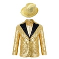 thumbnail image 1 of YONGHS Kids Boys Sequins Hip Hop Jazz Street Dance Tuxedo Jacket Coat Performance Costume Gold 8, 1 of 7