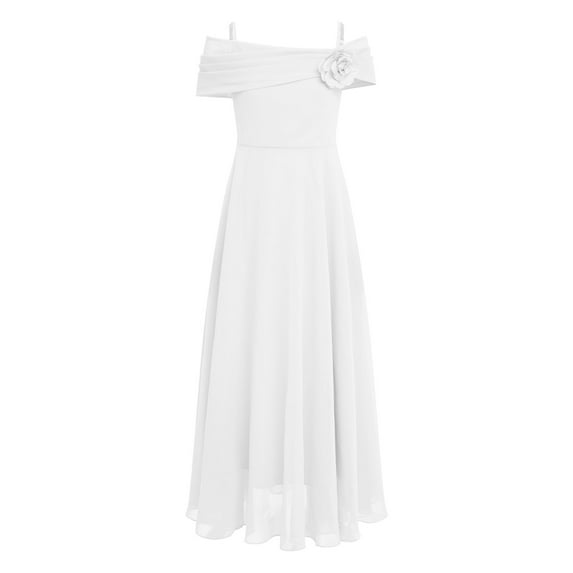 YONGHS Kids Flower Girl Off Shoulder Wedding Birthday Party Gown Princess Pageant Formal Dress Ivory 10