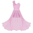 thumbnail image 1 of YONGHS Kids Flower Girls One Shoulder Romper Dress Chiffon Lace Ball Gown, 1 of 7