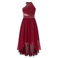 thumbnail image 1 of YONGHS Kids Flower Girls Shiny Rhinestone High Low Wedding Pageant Prom Party Formal Dress Burgundy 8, 1 of 5