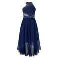 thumbnail image 1 of YONGHS Kids Flower Girls Shiny Rhinestone High Low Wedding Pageant Prom Party Formal Dress Navy Blue 12, 1 of 7