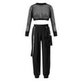thumbnail image 1 of YONGHS Kids Girls 2 Piece Hip Hop Street Dance Costume Outfits Sweatshirt Pants Tracksuit Sportswear Black 10, 1 of 6