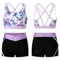 thumbnail image 1 of YONGHS Kids Girls 2 Piece Tankini Swimsuit Sport Crop Top Crisscross Tank with Swimming Shorts Set Butterfly 16, 1 of 6