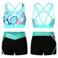thumbnail image 1 of YONGHS Kids Girls 2 Piece Tankini Swimsuit Sport Crop Top Crisscross Tank with Swimming Shorts Set Leaf 6, 1 of 6