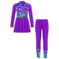 thumbnail image 1 of YONGHS Kids Girls 2Pcs Rash Guard Print Swimsuit Bathing Suit Long Sleeve Dress with Pants Set Purple 8, 1 of 6