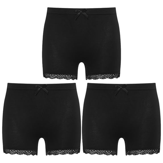 YONGHS Kids Girls 3 Pack Bike Shorts Solid Color Dance Gym Yoga Sports Bike Shorts Black 7-8