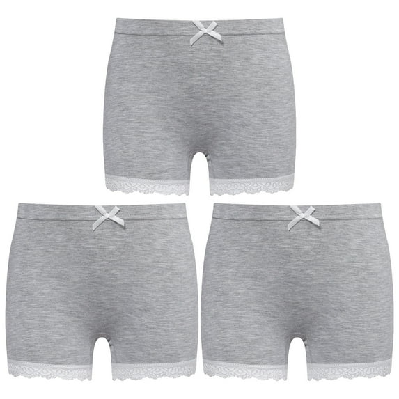 YONGHS Kids Girls 3 Pack Bike Shorts Solid Color Dance Gym Yoga Sports Bike Shorts Gray 9-10