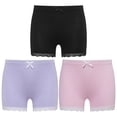 thumbnail image 1 of YONGHS Kids Girls 3 Pack Bike Shorts Solid Color Dance Gym Yoga Sports Bike Shorts Pink&Purple&Black 3-4, 1 of 5