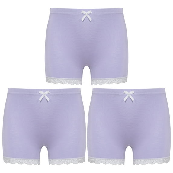 YONGHS Kids Girls 3 Pack Bike Shorts Solid Color Dance Gym Yoga Sports Bike Shorts Purple 7-8