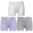 thumbnail image 1 of YONGHS Kids Girls 3 Pack Bike Shorts Solid Color Dance Gym Yoga Sports Bike Shorts White&Purple&Gray 11-12, 1 of 5