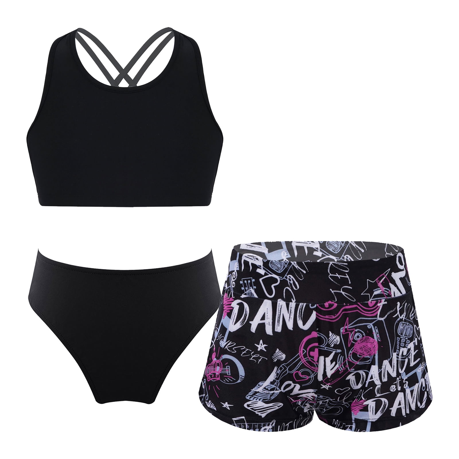 Little Girls 3-Pack Athletic Shorts - Sports Running Casual Summer Prints For Ages 3-10Y
