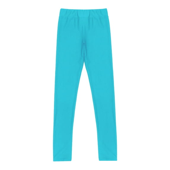 YONGHS Kids Girls Ankle Length Tights Pants Athletics Dance Yoga Leggings Activewear Lake Blue 8