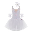thumbnail image 1 of YONGHS Kids Girls Ballet Camisole Skirted Leotard Ballerina Princess Tutu Dress with Arm Sleeves White 9-10, 1 of 7