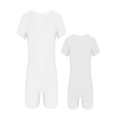 thumbnail image 1 of YONGHS Kids Girls Ballet Dance Gymnastic Leotard Short Sleeves Unitard Junpsuit 4-14 White 14, 1 of 7