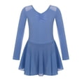 thumbnail image 1 of YONGHS Kids Girls Ballet  Dance Leotard Tutu Dress Long Sleeve Gymnastics Dancewear Blue 7-8, 1 of 7