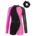 thumbnail image 1 of YONGHS Kids Girls Ballet Leotards with Hair Scrunchie Gymnastics Unitard Activewear Tumbling Dance Outfits Hot Pink 6, 1 of 3