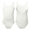 thumbnail image 1 of YONGHS Kids Girls Basic Ballet Leotard Double Straps Crossover Back Gymnastic Sports Cami Shirt Ivory 5-6, 1 of 6