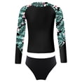 thumbnail image 1 of YONGHS Kids Girls Bathing Suit Long Sleeve Rash Guard Shirts with Briefs Sun Protection Beach Swimwear Black 14, 1 of 5