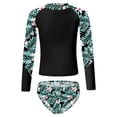 thumbnail image 1 of YONGHS Kids Girls Bathing Suit Long Sleeve Rash Guard Shirts with Briefs Sun Protection Beach Swimwear Green&Black 10, 1 of 7
